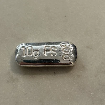 Silver Ingot bar 10grams 999 Fine  full hallmark Bullion Grade Bar Hand Poured - Image 1 of 4