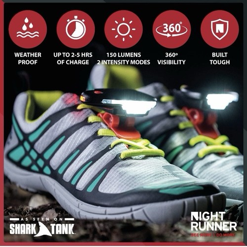 Original Night Runner 270 LED Shoe Lights Rechargeable Water Resistant Micro USB - Picture 4 of 13