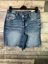 Free People pantaloncini lunghi da donna taglia 29 UK 12 blu scuro boomerang cowboy denim