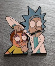 Rick and Morty Enamel Pin Badge - Rick Holding Morty's Eyes Open - Cartoon Gift