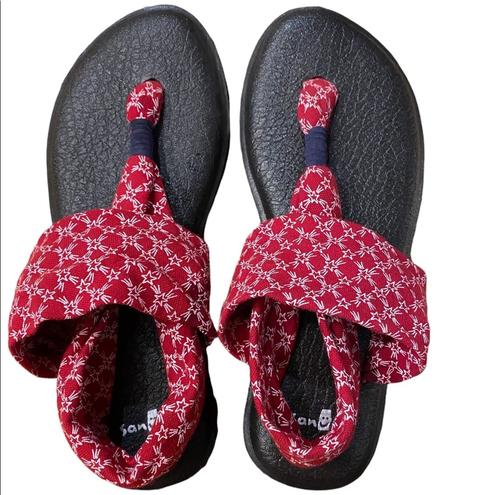 Sanuk Yoga Sling Sandals Red White Stars Womens Size 6