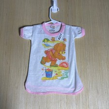 Vintage Dr Denton Toddler 6-12 Months Pink Bear Short Sleeve Made In USA 80s
