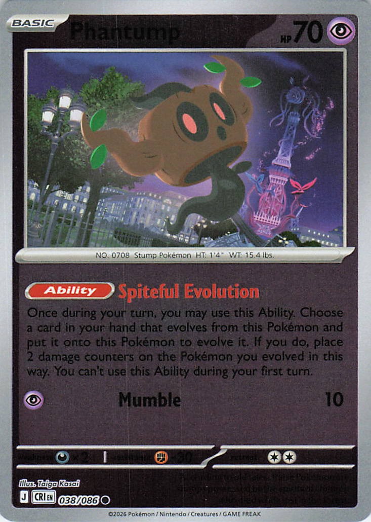 Phantump 038/086 Common Chaos Rising Pokemon Reverse Holo Near Mint