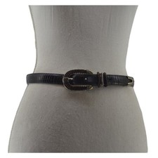 Brighton Croc Embossed 40253 Black Leather Silver Tone Buckle Size Medium 30