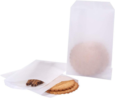 White Flat Medium Wax Glassine Paper Bags 4'' X 6'' (10 X 15.2Cm) Pack of 100 - Bu