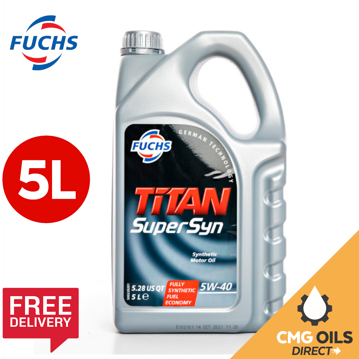 FUCHS TITAN SUPERSYN 5W-40 Fully Synthetic Engine Oil 5W40 5 Litres - 602197351