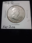 1948-D Franklin Half Dollar - Better Date!! Very Good - 90% Silver