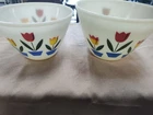 Vintage 1950's Fire King Oven Ware Tulip Milk Glass Nesting Bowls Set of 2!!!