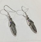 Corn Charm Earrings , Silver Food Vegetable Fruit Produce Chef Cook Diet Fresh — photo 2