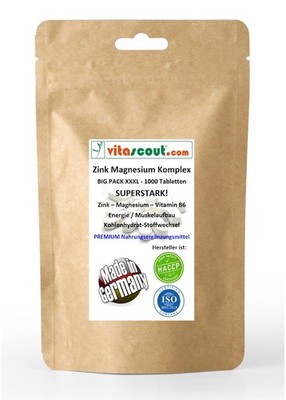 Zink Magnesium Vitamin B6 Komplex 1000 Tabletten - MADE IN GERMANY - früher ZMA