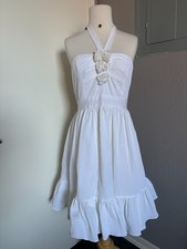 Maggy London Women's White Crochet Detail Halter Neck Mini Dress Size 8