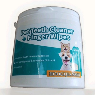 Dog Cat Teeth Dental Cleaning Finger Wipes with Coconut Oil Green Tea Chamomile