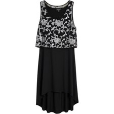 Karen Kane Cocktail Dress Women XL Black Excellent Sequin Hi-Low Hem Sleeveless