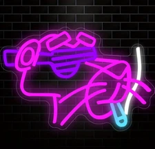 Pink Panther LED Neon Sign Cool Panther Anime Led Neon Signs for Wall Decor