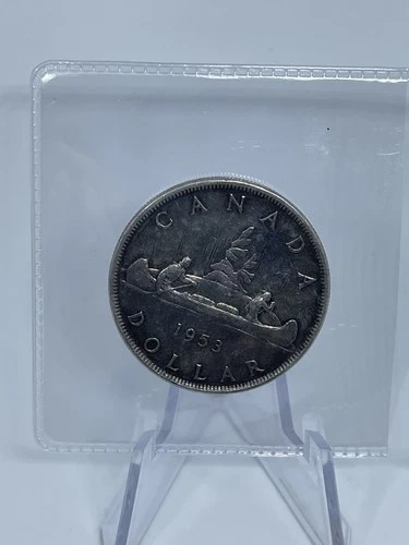 New ListingSILVER - WORLD Coin - 1953 Canada 1 Dollar - World Silver Coin Canoe Elizabeth