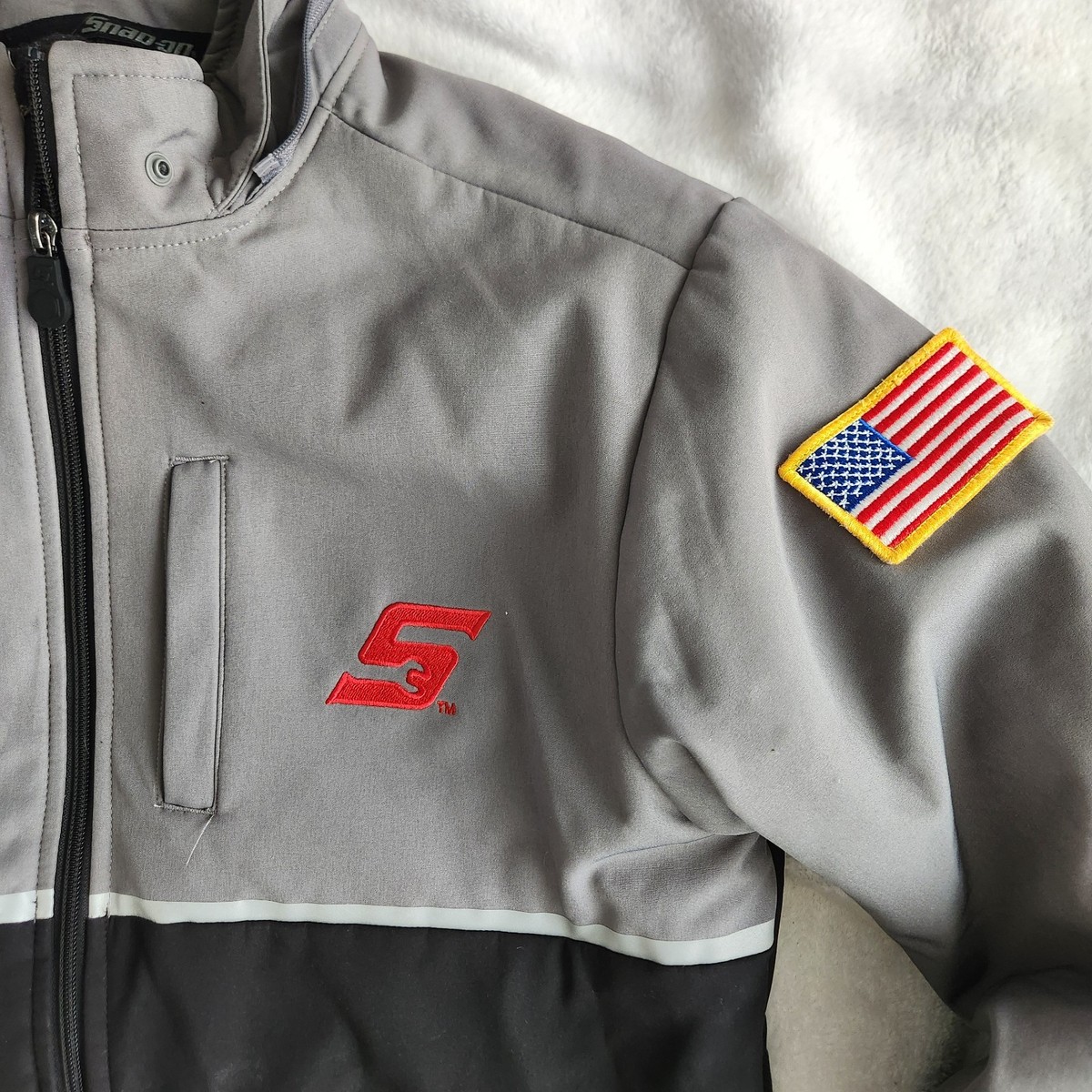 Snap On Tools Jacket Grey Black No Hood Size Mens Small Work Coat