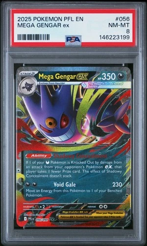 2025 POKEMON PFL EN-PHANTASMAL FLAMES #056 MEGA GENGAR EX PSA 8