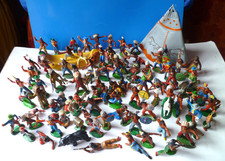 ca. 100 alte Spielfiguren DDR Indianer Cowboys Gummi Wildwest Pferde Kanu Tipi