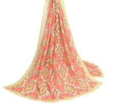 Sushila Vintage Light Yellow Dupatta 100 Pure Cotton Abstract Printed Long Stole