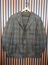 Loro Piana Blazer 52 Men  s Brown Gray Windowpane Cashmere Goat Hair Jacket