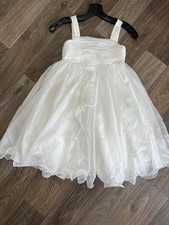 White Flower Girl Dress, David Bridal's. Tulle Skirt, Beaded Bodice Size 8 Girls