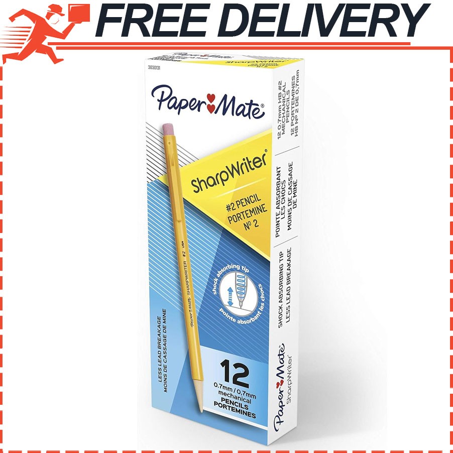 Paper Mate SharpWriter Mechanical Pencils, 0.7mm, HB #2, Yellow, 12 Count