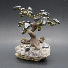 Bonsái de hematita natural con base de piedra 4" x 3-1/4" x 2-1/2"