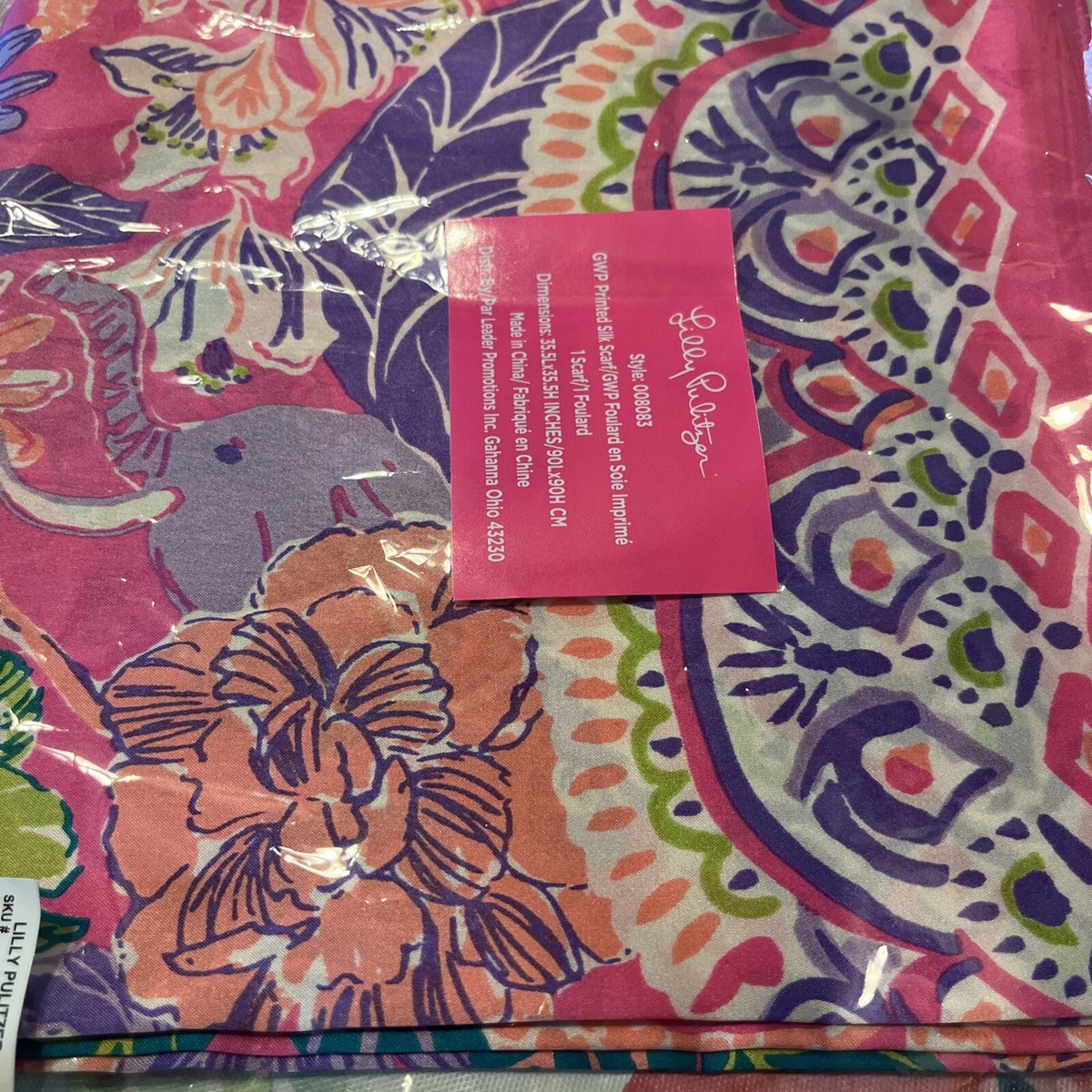Lilly Pulitzer GWP head scarf set Lydia The Lion Silk Scarf | Starlight Navy | Lilly Pulitzer main image 2