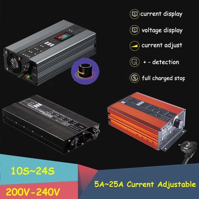 48V/60V/72V Li-ion LiFePo4 Lithium Akku Fast Ladegerät Current Adjustable 5A-25A