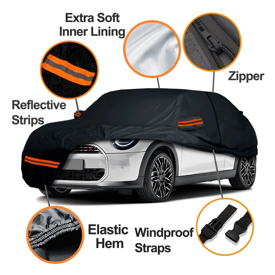 FUNDA DE COCHE 6 capas y cremallera personalizada para Mini Cooper 2002-2024 100 % impermeable exterior Foto 3 de 4