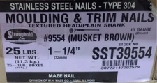 Maze Nails MUSKET BROWN  1-1/4"  Trim Molding Nails  1 lb. SST39554 Chocolate