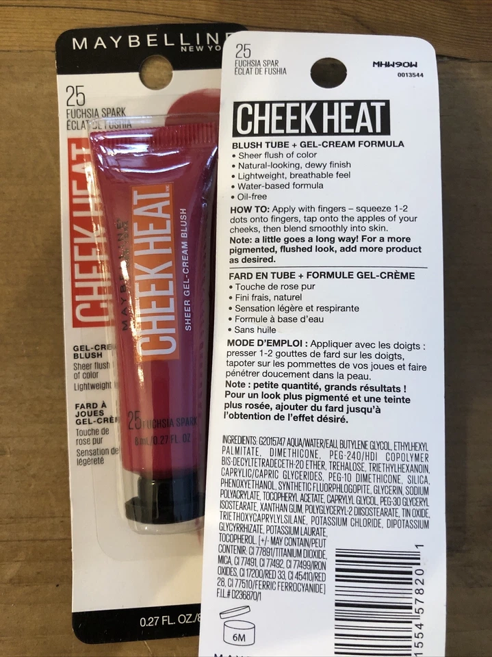 Lot of 2- Maybelline Cheek Heat Sheer Gel Cream Blush 25 Fuchsia Spark - Image 2 of 2