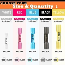 50-200PCS Heat Shrink Waterproof Butt Wire Splice Crimp Connectors Terminals Kit