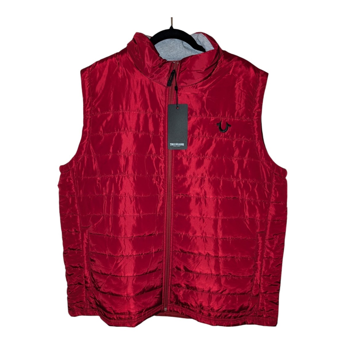 NEW True Religion Men's Red Dahlia Quilted Full Zip HS Puffer Vest