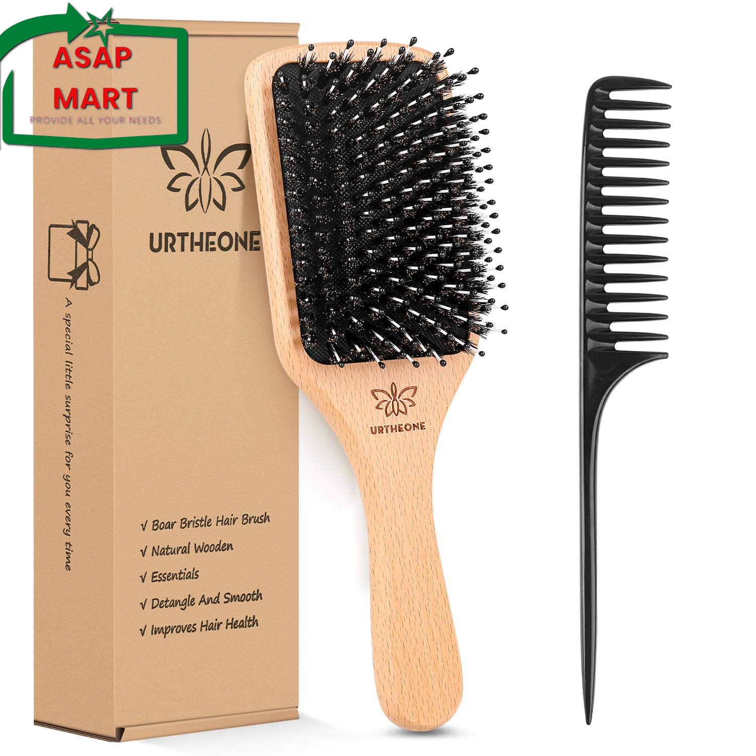 Boar Bristle Hairbrush for All Hair Types - Thick Curly Thin Long Short Wet or Dry-image
