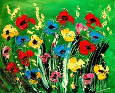 FLOWERS  MODERN PAINTING  IMPRESSIONIST CANVAS ORIGINAL OIL CANVAS HI6uEEEJ