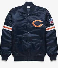 Chicago Bears Navy Blue Bomber Jacket FREE SHIPPING