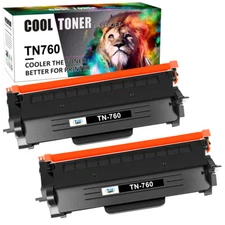 2PK TN760 Toner High Yield Compatible With Brother HL L2310D MFC L2713DW L2715DW