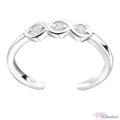 925 Toe Ring Cubic Zirconia Sterling Silver Womens CZ Toe Ring ...