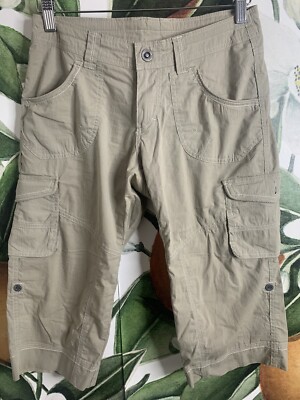 Kuhl Size 2 Cotton Blend Convertible to Shorts Cropped Pants Khaki Brown Hiking