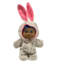 Vintage 5" Troll Doll Blue Hair Blue Eyes in Bunny Suit CHINA