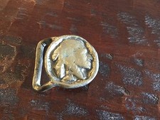 Vintage 1970s Unique Native Brave belt buckle solid brass cast