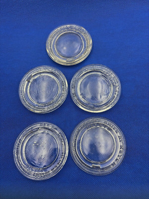 5 Vintage Presto #24 Glass Top Lid Inserts Standard Mason Canning Jar Pat. 17562