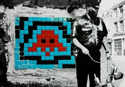 DEATH NYC ltd signed LG art print 45x32cm invader banksy security with koons dog