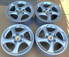 18 OEM FACTORY ORIGINAL PORSCHE 911 996 TURBO TWIST WHEELS RIMS. GERMANY.