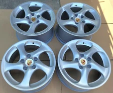18 OEM FACTORY ORIGINAL PORSCHE 911 996 TURBO TWIST WHEELS RIMS. GERMANY.