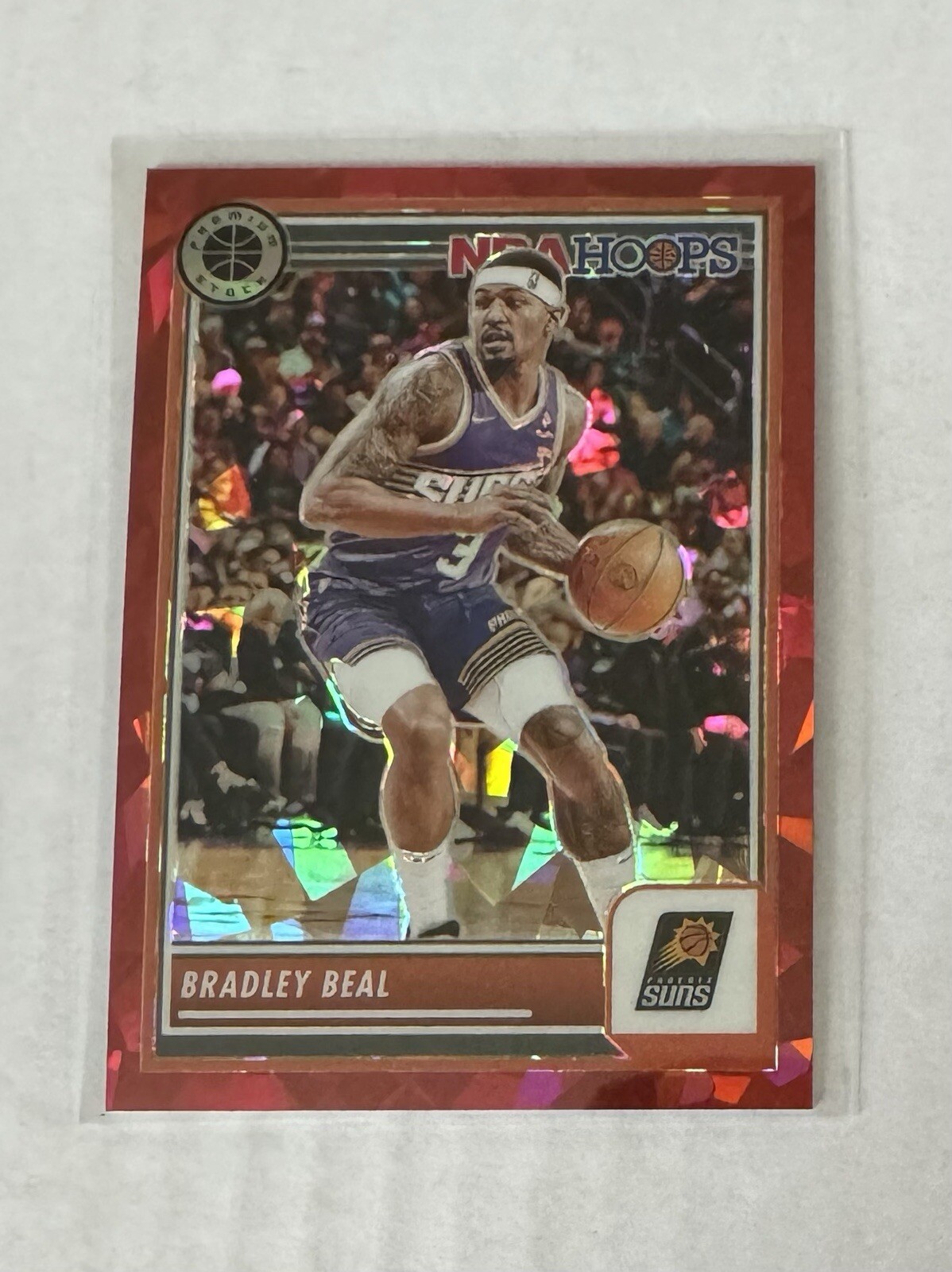 2023-24 Panini Hoops Premium Stock Bradley Beal Red Cracked Ice /99