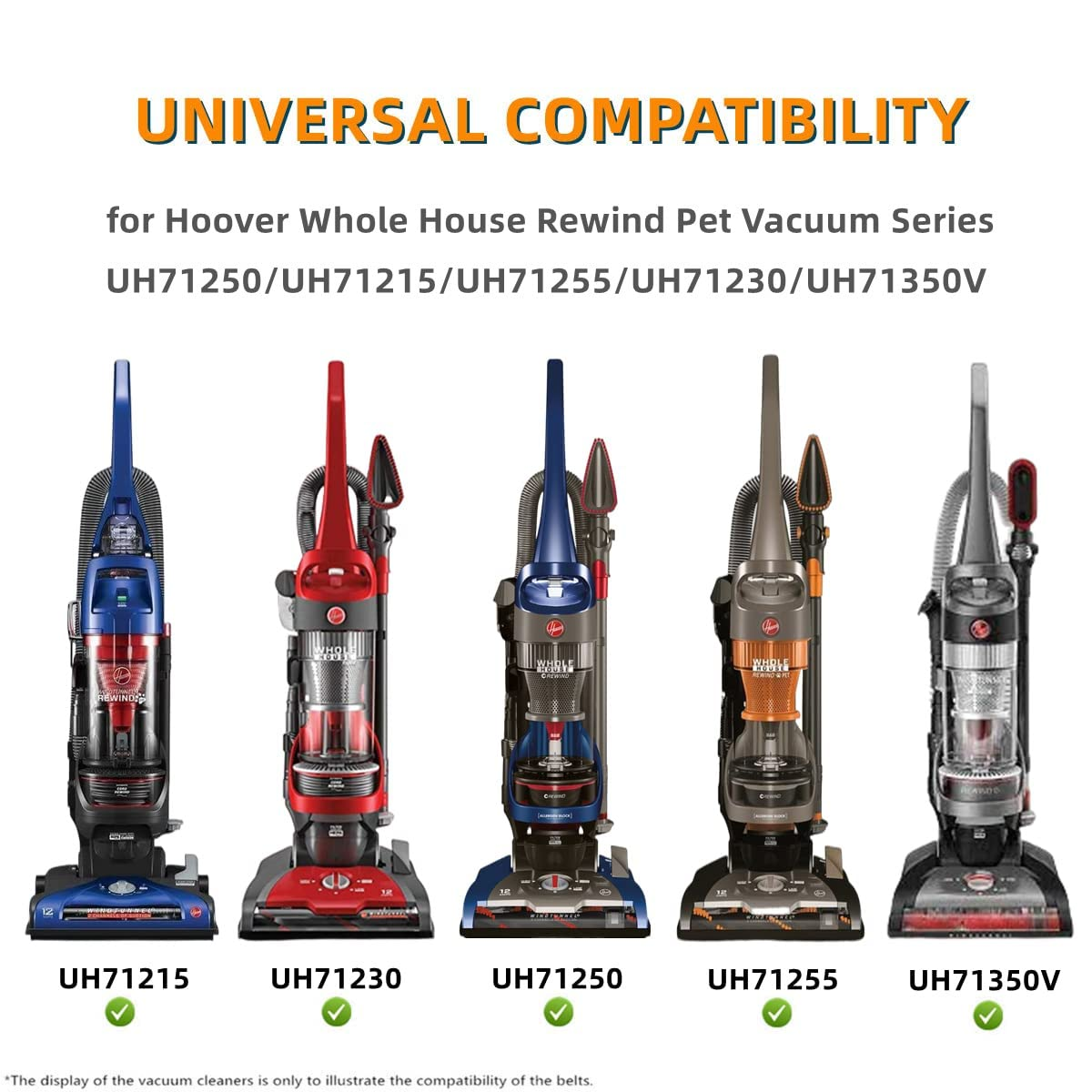 Replacement Belts for Hoover Whole House Rewind Pet Vacuum UH71255