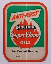 1950s Rare Vintage Sinclair Oil Sign Sticker Anti-Rust Sinclair Super Flame Oils