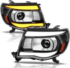 Faros proyectores faros negros para Toyota Tacoma 2005-2011 tubo LED transparente